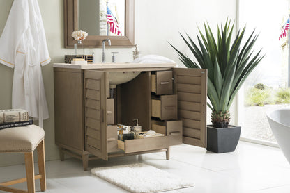 Portland 36" Single Vanity Cabinet, Whitewashed Walnut