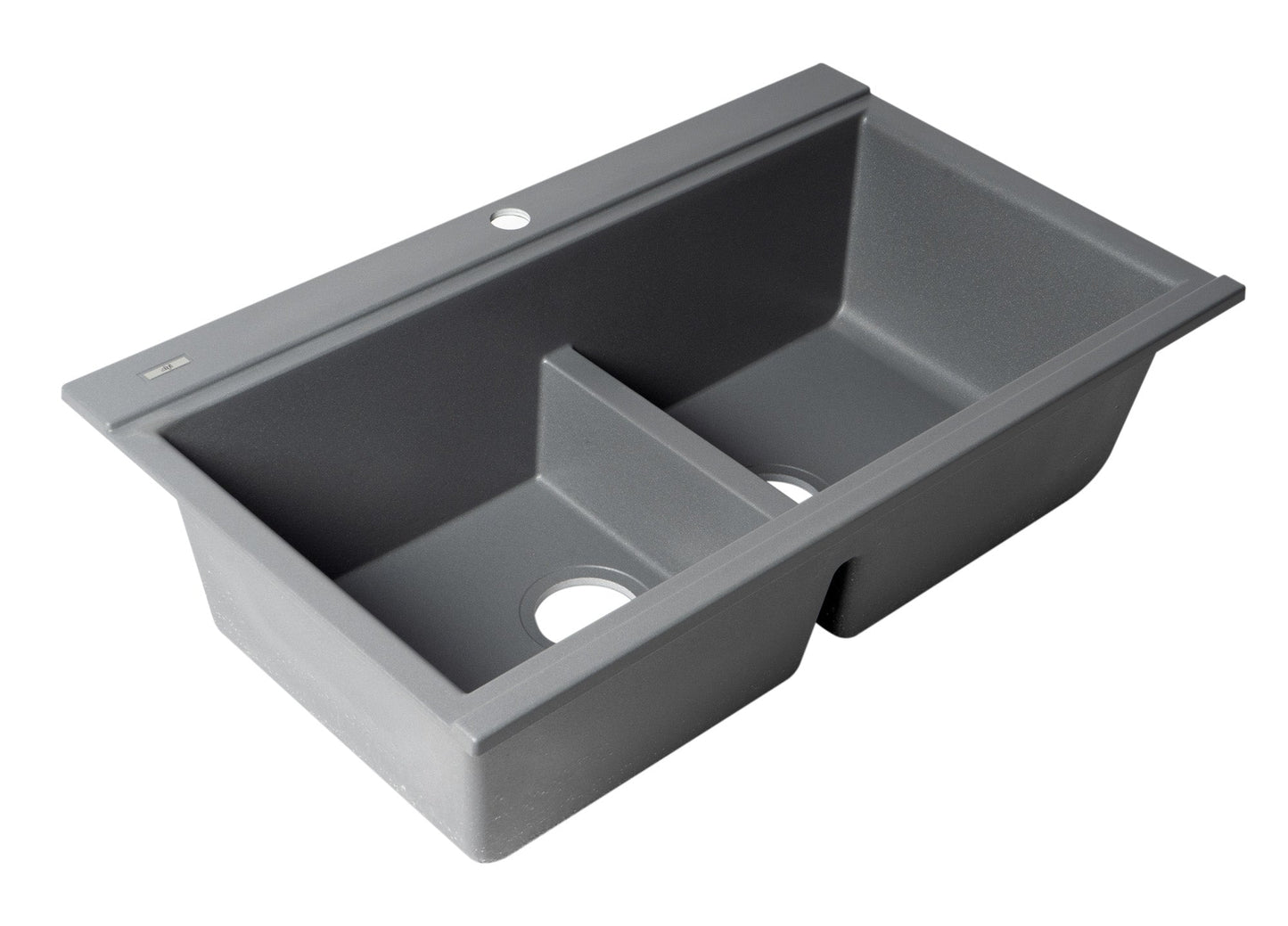 ALFI brand AB3418DBDI 33" Granite Composite Workstation Step Rim Double Bowl Drop In Sink with Accessories