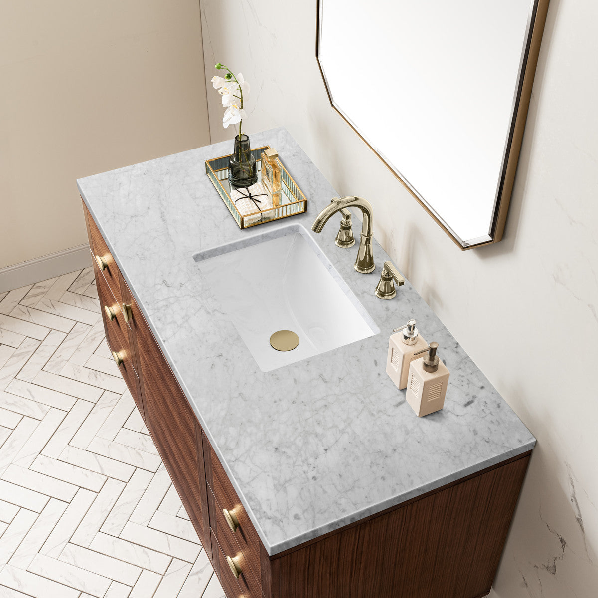 Amberly 48" Single Vanity Cabinet, Mid-Century Walnut