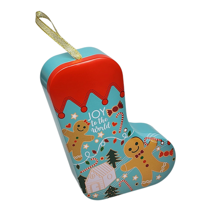 Christmas Stocking Cookie Tin Ornament - Joy to the World