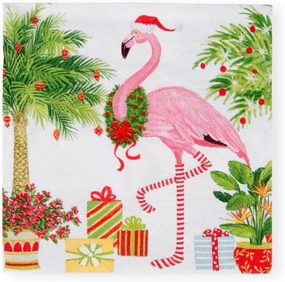 Christmas Flamingos Paper Cocktail Napkins