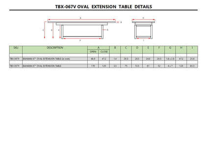 Bahama 67" Oval Extension Table