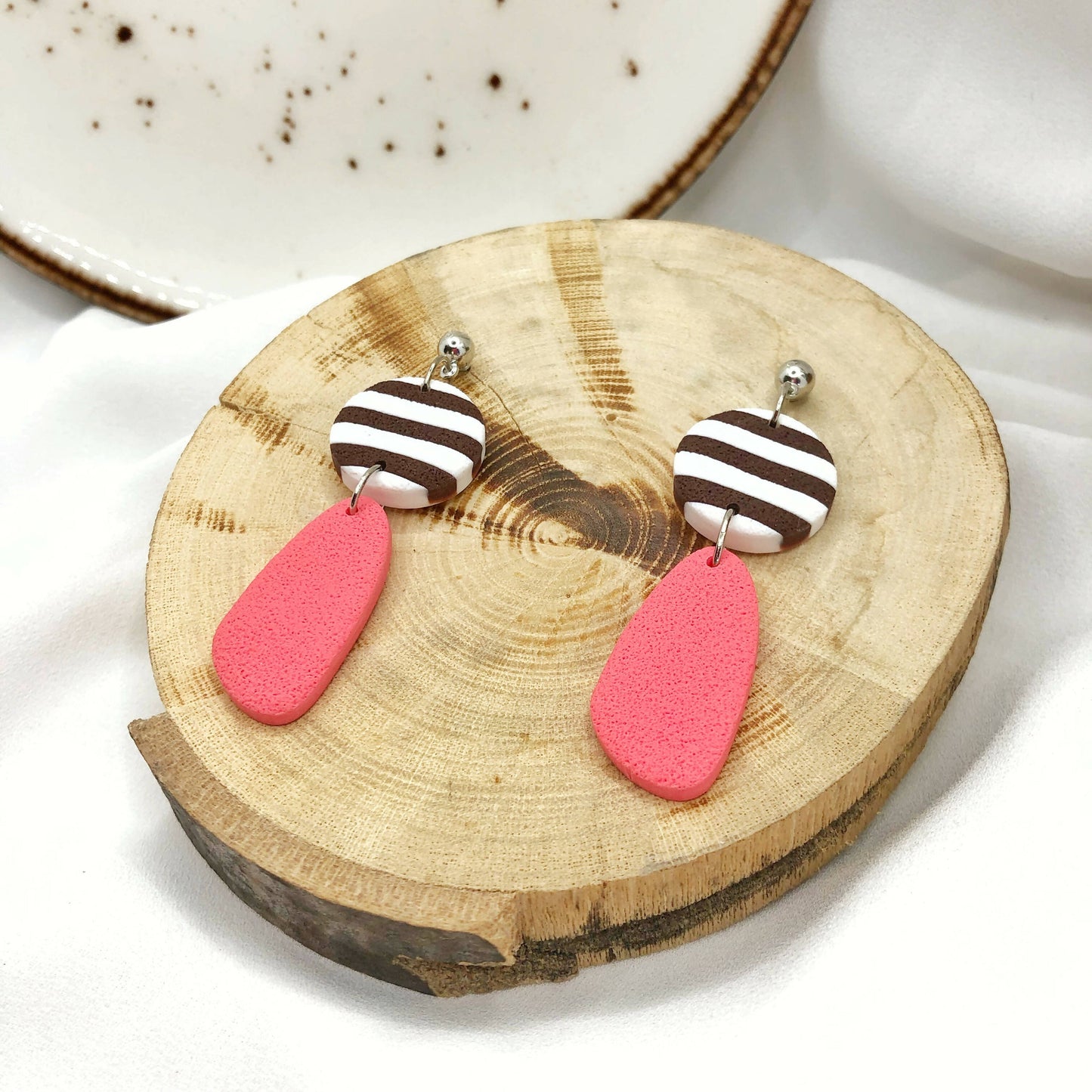 Women's Stylish Earrings, Hand Crafted Polymer Clay Earrings, Nickel | Gift Shop & Gift Wrapping | Under $100 | Kitchen + Metal