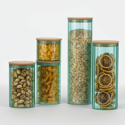 Glass Canister Set & Bamboo Lid by GENICOOK