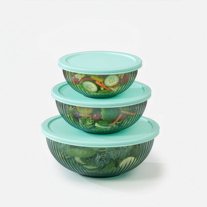Borosilicate Glass Mixing Bowl Set - Diamond Blue