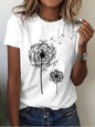 Dandelion Print Sleeveless Tank Top Polyester Women's Knit Tee