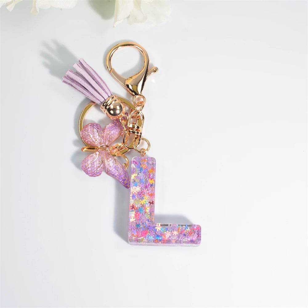 A–Z Personalized Butterfly Tassel Keychain – Custom Initial Gift for Women