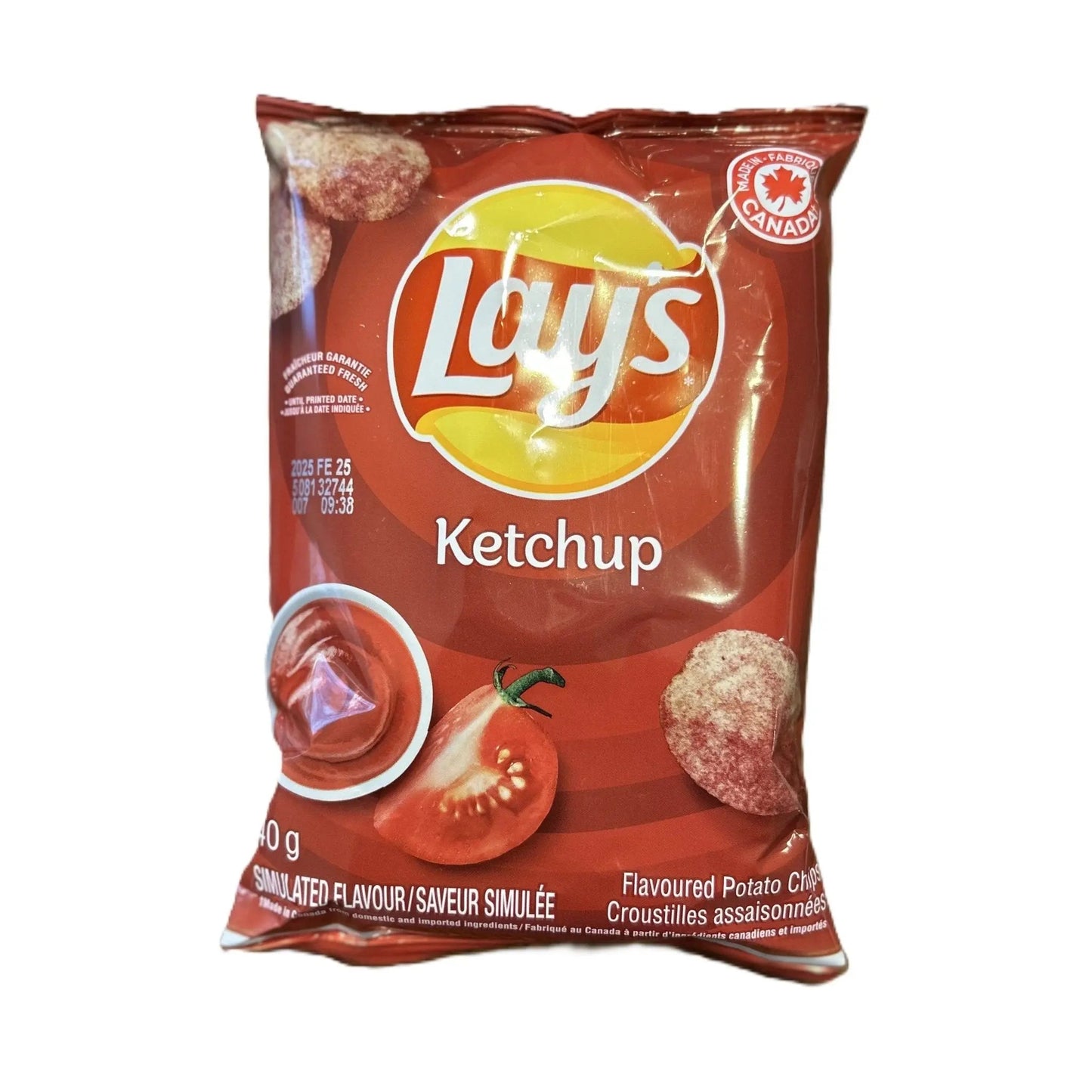 Lay’s Ketchup Flavor – Classic Canadian Ketchup Potato Chips 180g Bag (Canada) – Best By 17-June-2025