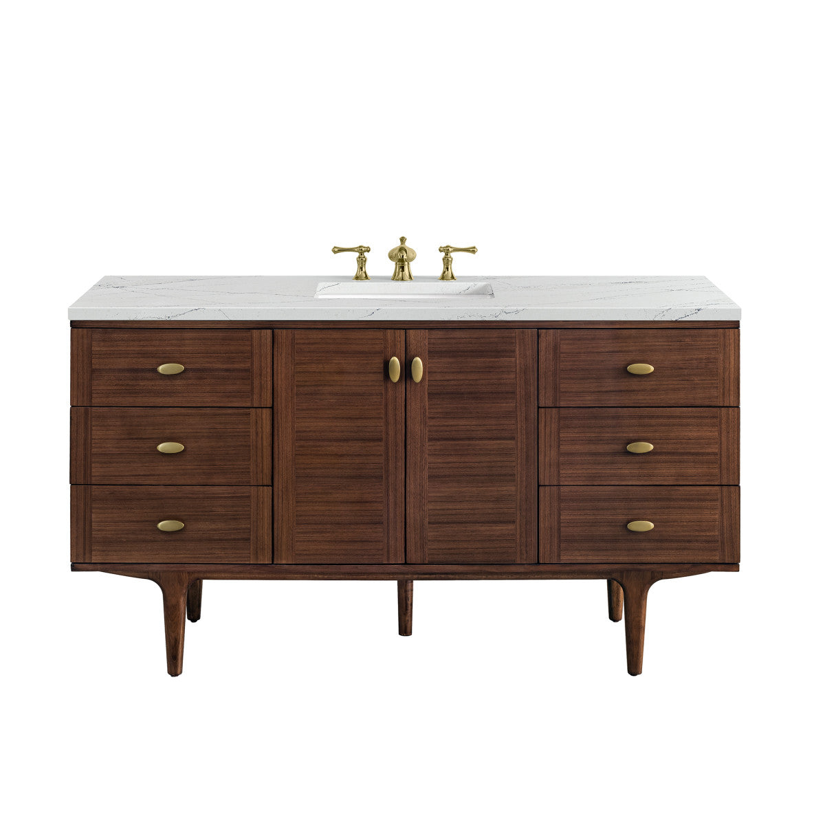 Amberly 60" Single Vanity Cabinet, Mid-Century Walnut