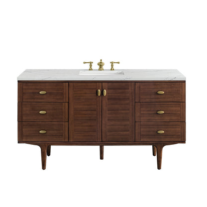 Amberly 60" Single Vanity Cabinet, Mid-Century Walnut