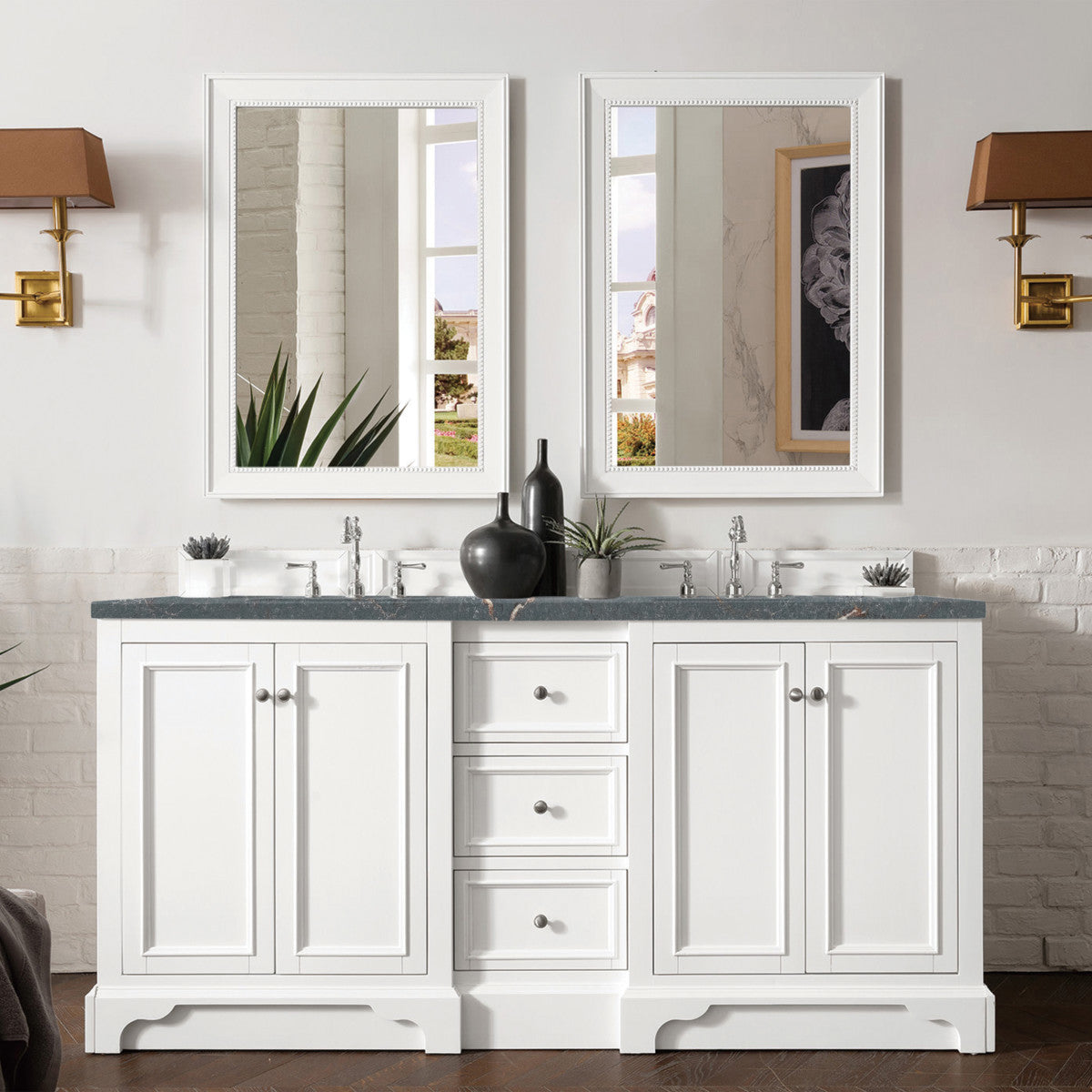 De Soto 72" Double Vanity Cabinet, Bright White