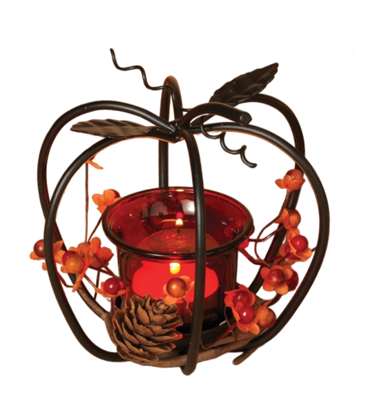 Metal Apple with Glass Candle Holder