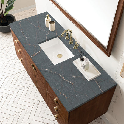 Amberly 60" Single Vanity Cabinet, Mid-Century Walnut