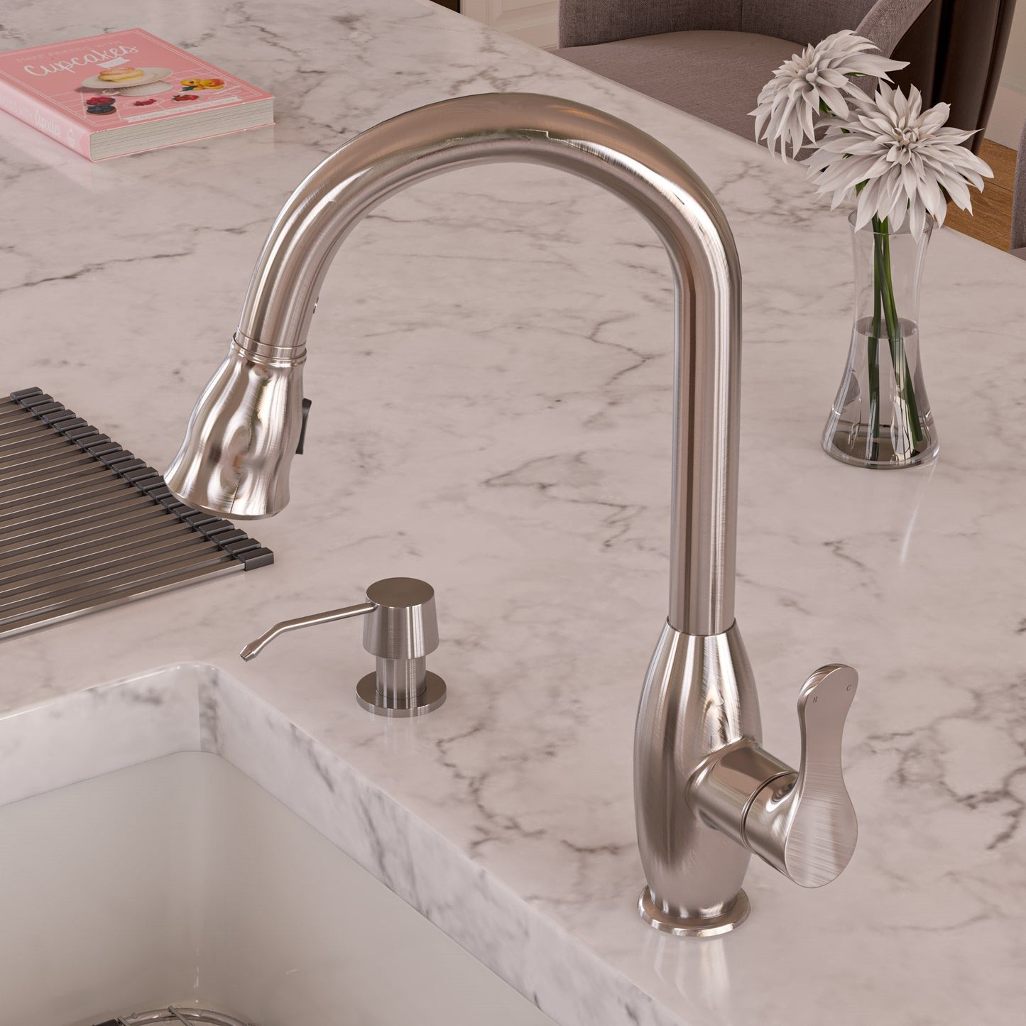 ALFI brand ABKF3783 Gooseneck Pull Down Kitchen Faucet