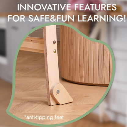 Learning Tower: Foldable Step Stool for Toddlers - Beige