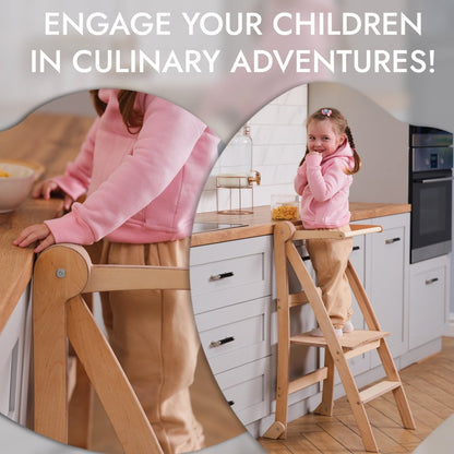 Learning Tower: Foldable Step Stool for Toddlers - Beige