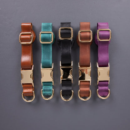 Charlotte Handcrafted Calfskin Leather Dog Collar - Compatible with AirTag
