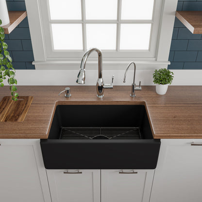 ALFI brand AB3018HS Reversible Smooth / Fluted Single Bowl Fireclay Farm Sink