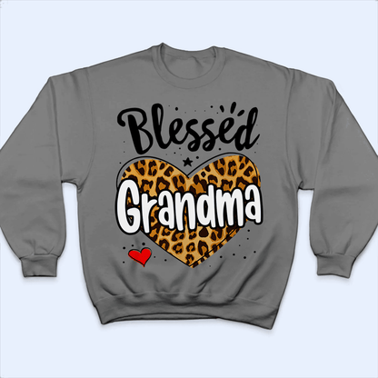 Leopard Blessed Grandma - Personalized Custom T Shirt - Birthday, Loving, Funny Gift for Grandma/Nana/Mimi, Mom, Wife, Grandparent