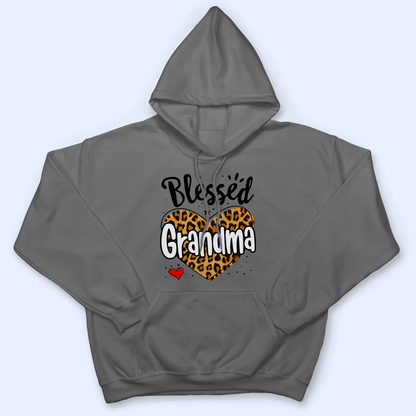 Leopard Blessed Grandma - Personalized Custom T Shirt - Birthday, Loving, Funny Gift for Grandma/Nana/Mimi, Mom, Wife, Grandparent