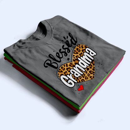 Leopard Blessed Grandma - Personalized Custom T Shirt - Birthday, Loving, Funny Gift for Grandma/Nana/Mimi, Mom, Wife, Grandparent