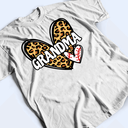 Leopard Heart Sporty Grandma - Personalized Custom T Shirt - Gift for Grandma/Nana/Mimi, Mom, Wife, Grandparent