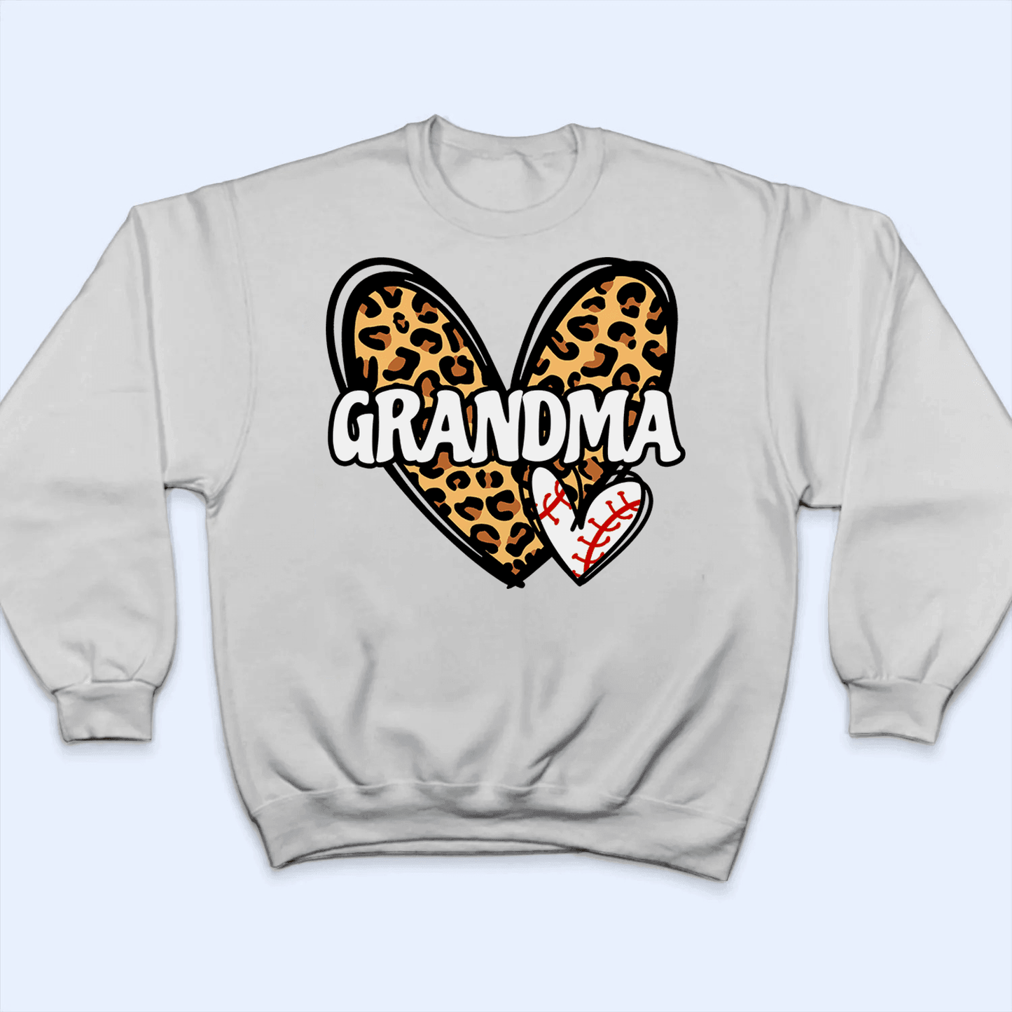 Leopard Heart Sporty Grandma - Personalized Custom T Shirt - Gift for Grandma/Nana/Mimi, Mom, Wife, Grandparent