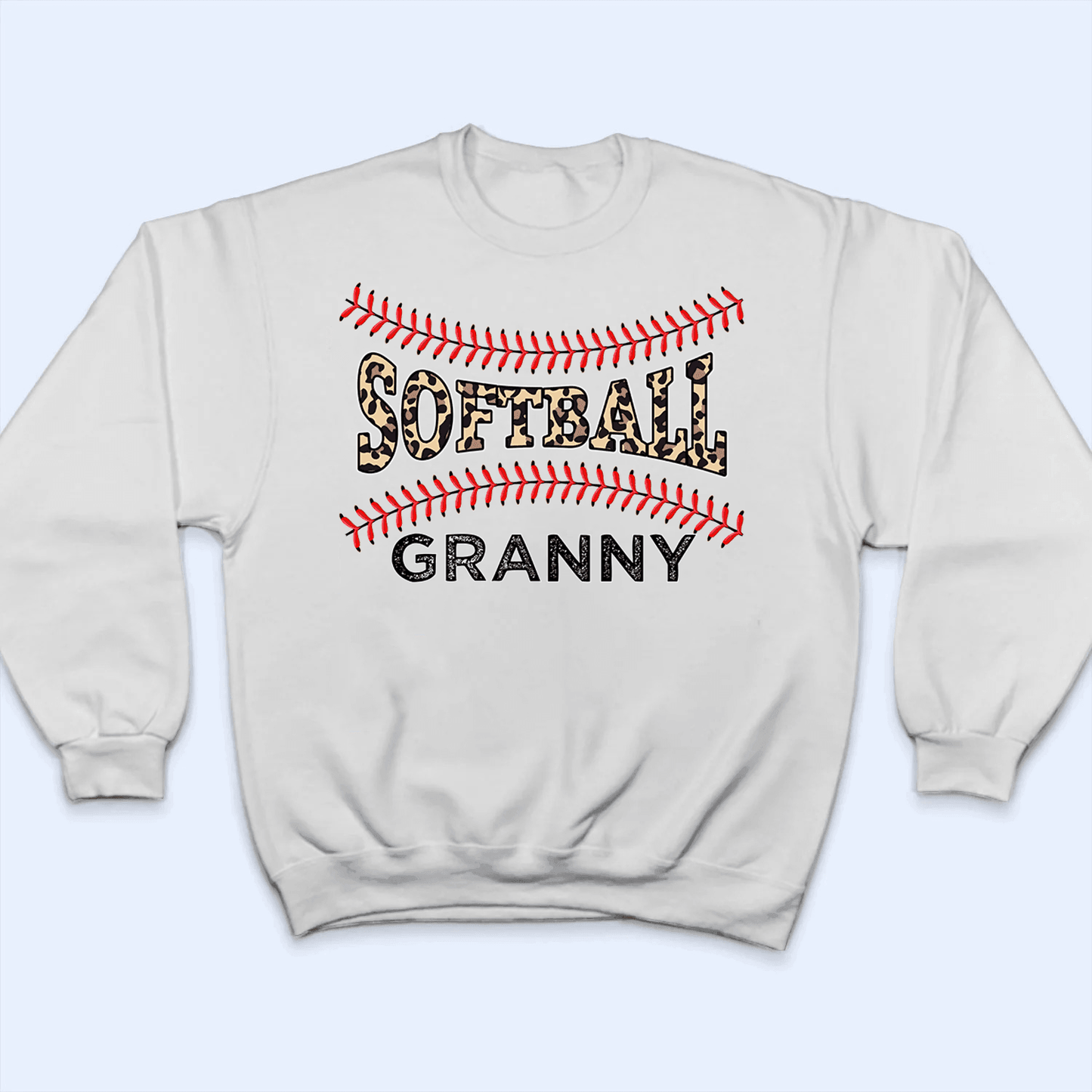Leopard Print Baseball Stitches - Baseball/ Softball Personalized Leos Custom T Shirt - Birthday, Loving, Funny Gift for Grandma/Nana/Mimi, Mom, Wife, Grandparent