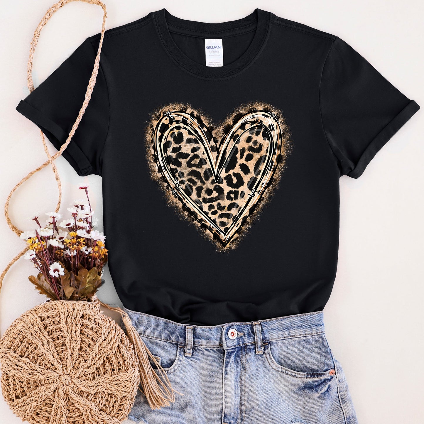 Leopard Print Heart, Super Soft Tshirt, Valentine's Day