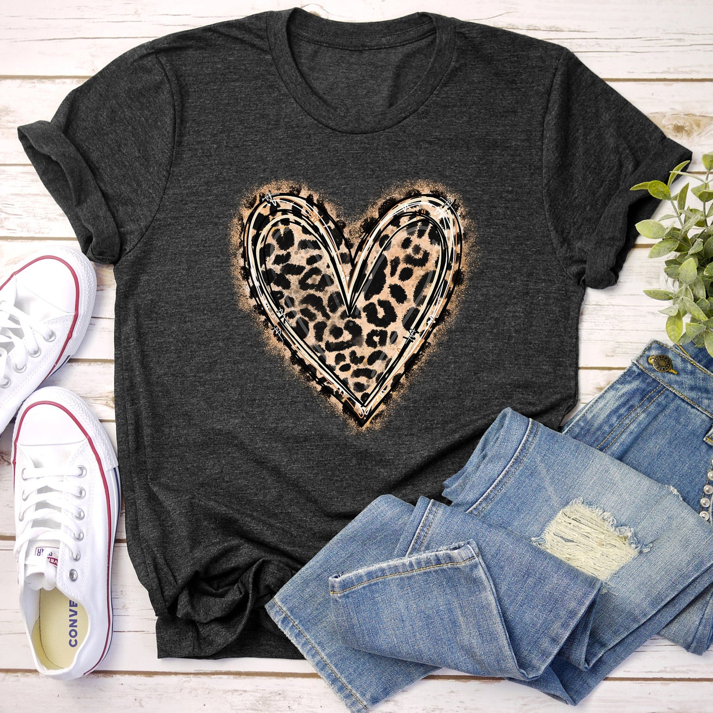 Leopard Print Heart, Super Soft Tshirt, Valentine's Day