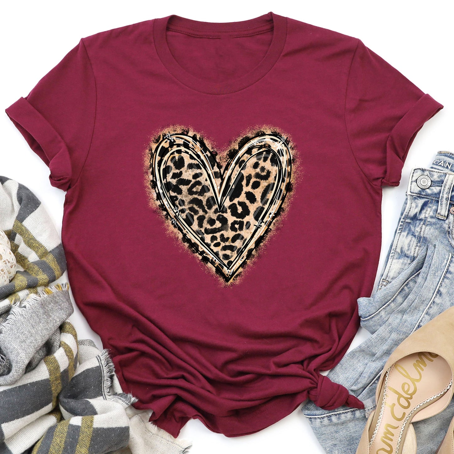 Leopard Print Heart, Super Soft Tshirt, Valentine's Day