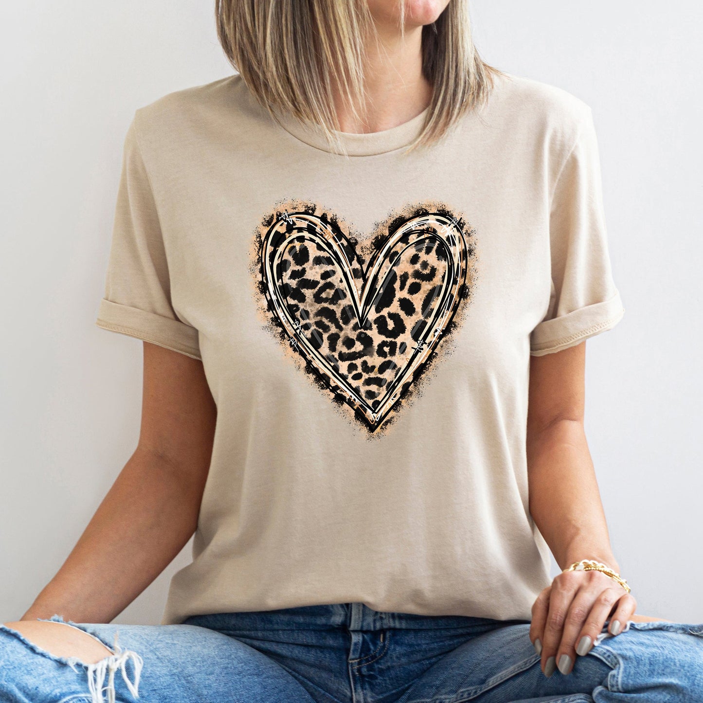 Leopard Print Heart, Super Soft Tshirt, Valentine's Day