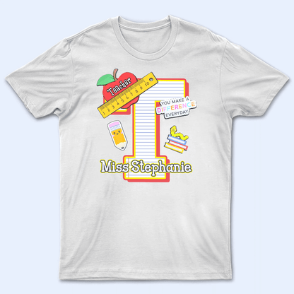 Letter Teacher Name - Personalized Custom T Shirt - Birthday, Loving, Funny Gift for Teacher, Kindergarten, Preschool, Pre K, Paraprofessional