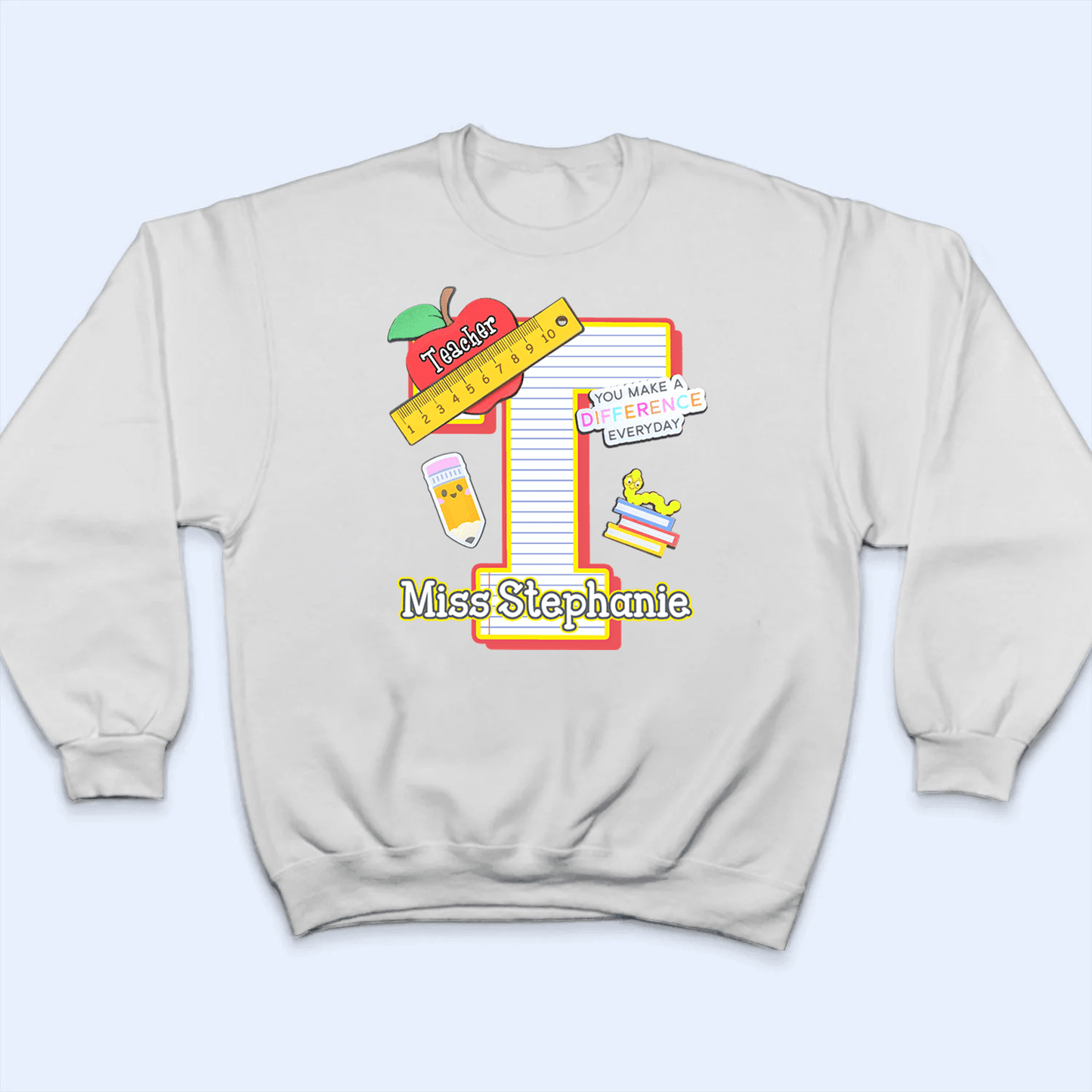 Letter Teacher Name - Personalized Custom T Shirt - Birthday, Loving, Funny Gift for Teacher, Kindergarten, Preschool, Pre K, Paraprofessional