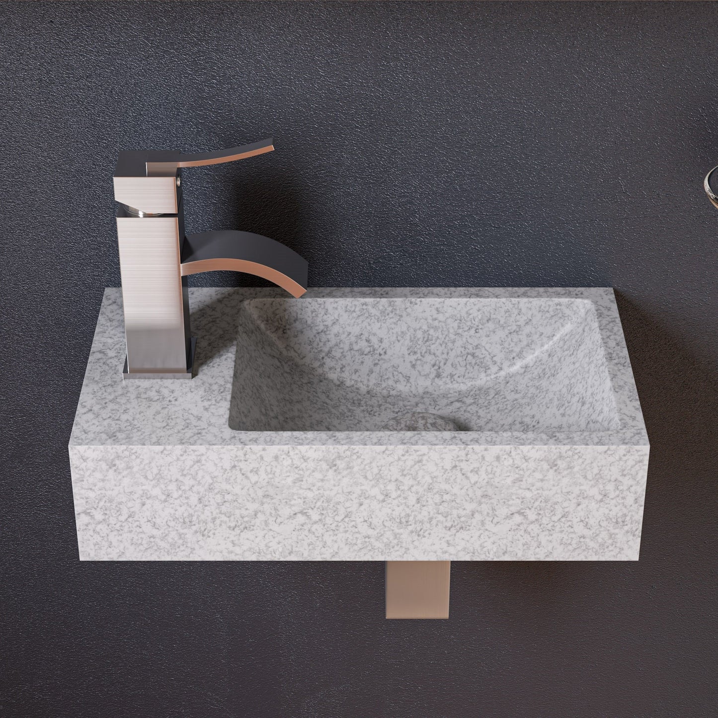 ALFI brand  ABCO108 16" Small Rectangular Solid Concrete Gray Matte Wall Mounted Bathroom Sink