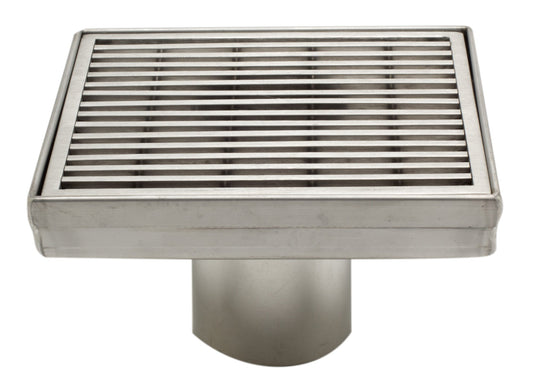 ALFI brand  ABSD55D 5" x 5" Square Stainless Steel Shower Drain with Groove Lines