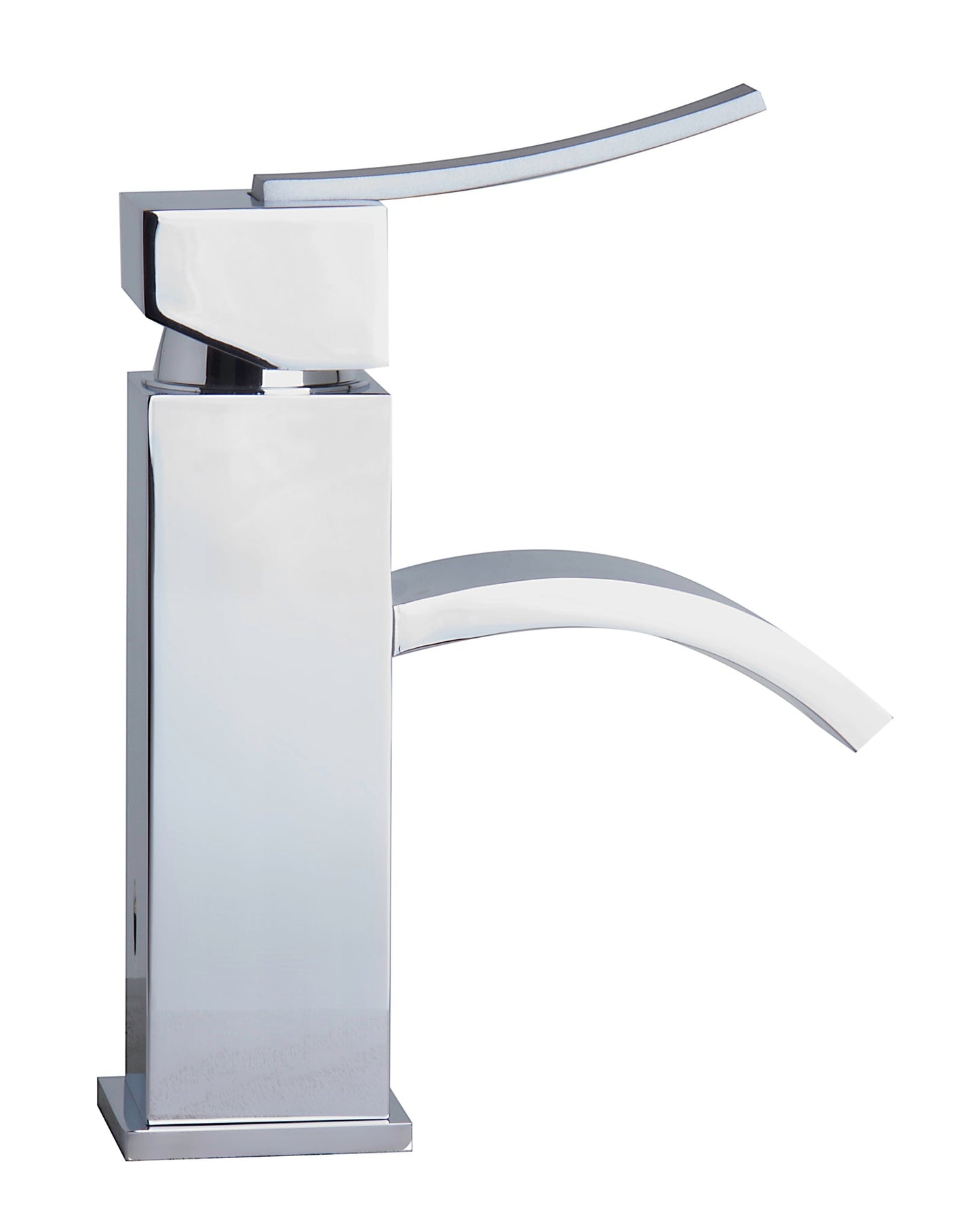 ALFI brand AB1258 Square Body Curved Spout Single Lever Bathroom Faucet