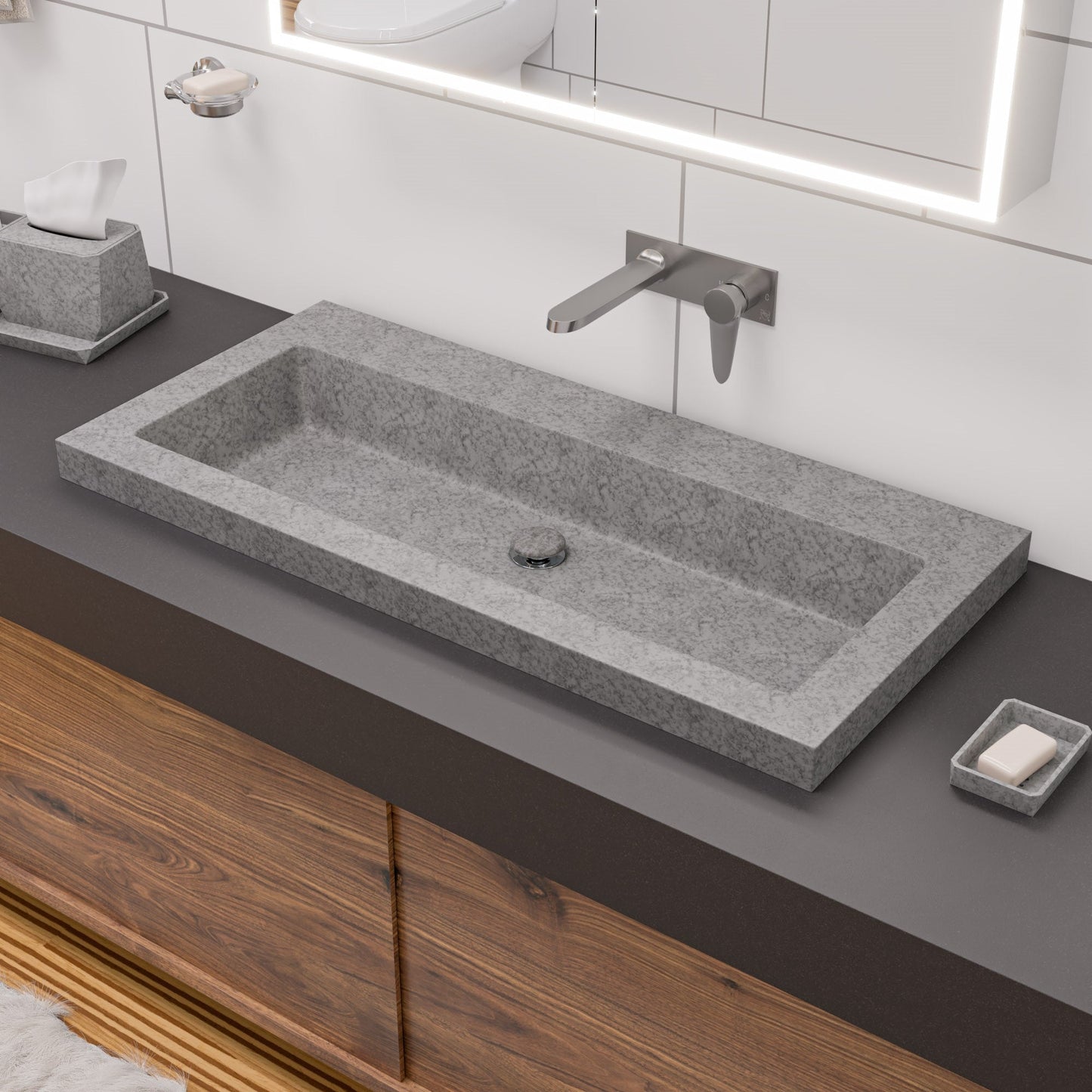 ALFI brand  ABCO7055 Solid Concrete Gray Matte Cap Bathroom Sink Drain