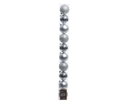 Elegant Assorted Shatterproof Ornaments - Set of 10 - Silver