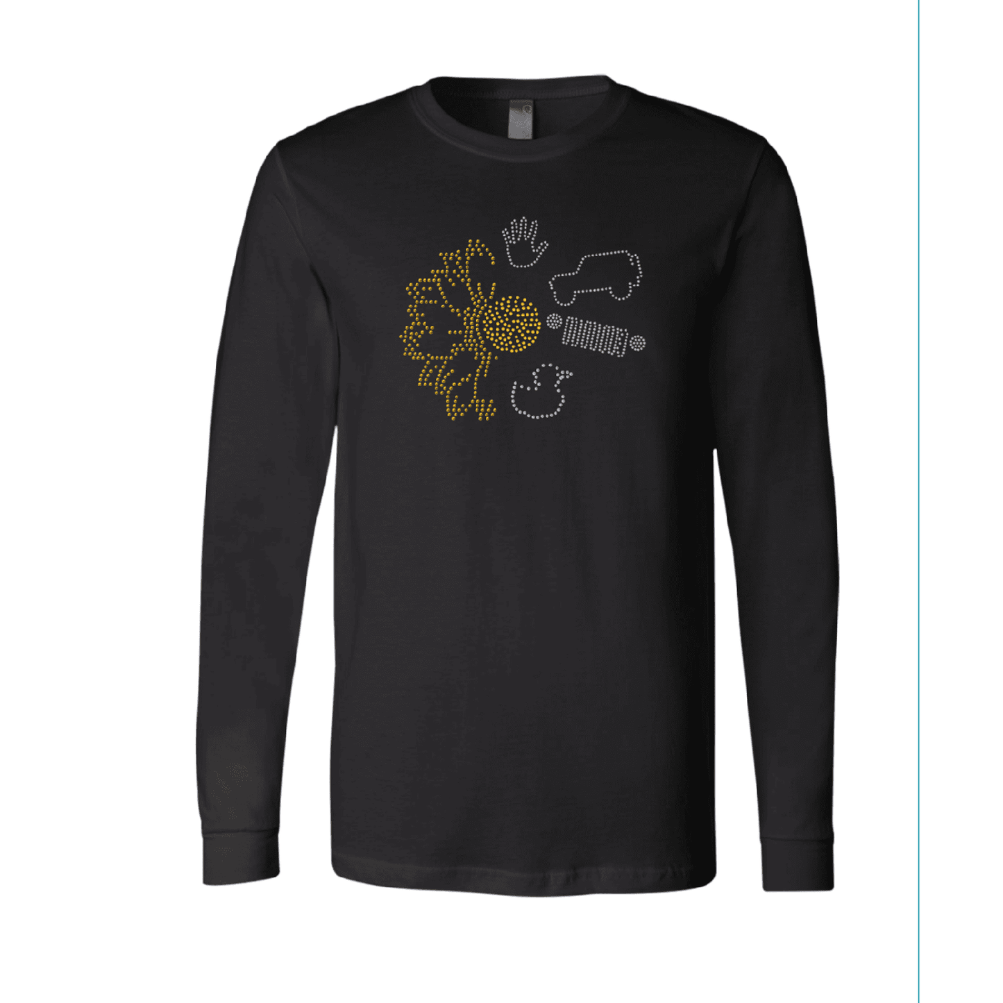 Jeeper Flower Rhinestone Tee Short or Long  Sleeve