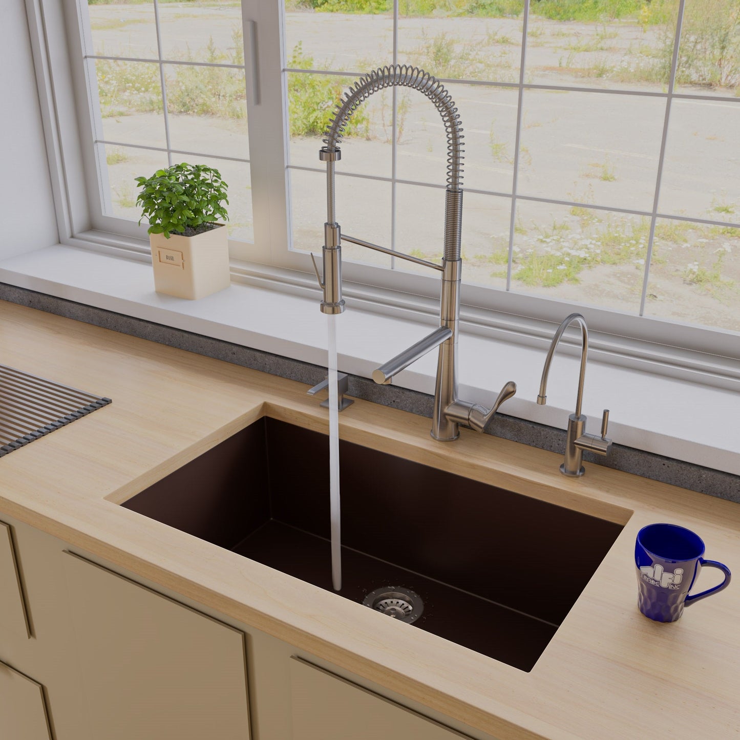 ALFI brand AB3322UM 33" Single Bowl Undermount Granite Composite Kitchen Sink