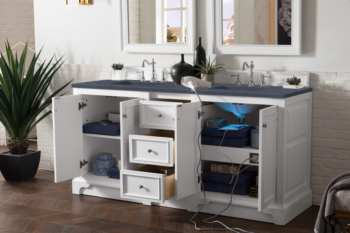 De Soto 72" Double Vanity Cabinet, Bright White