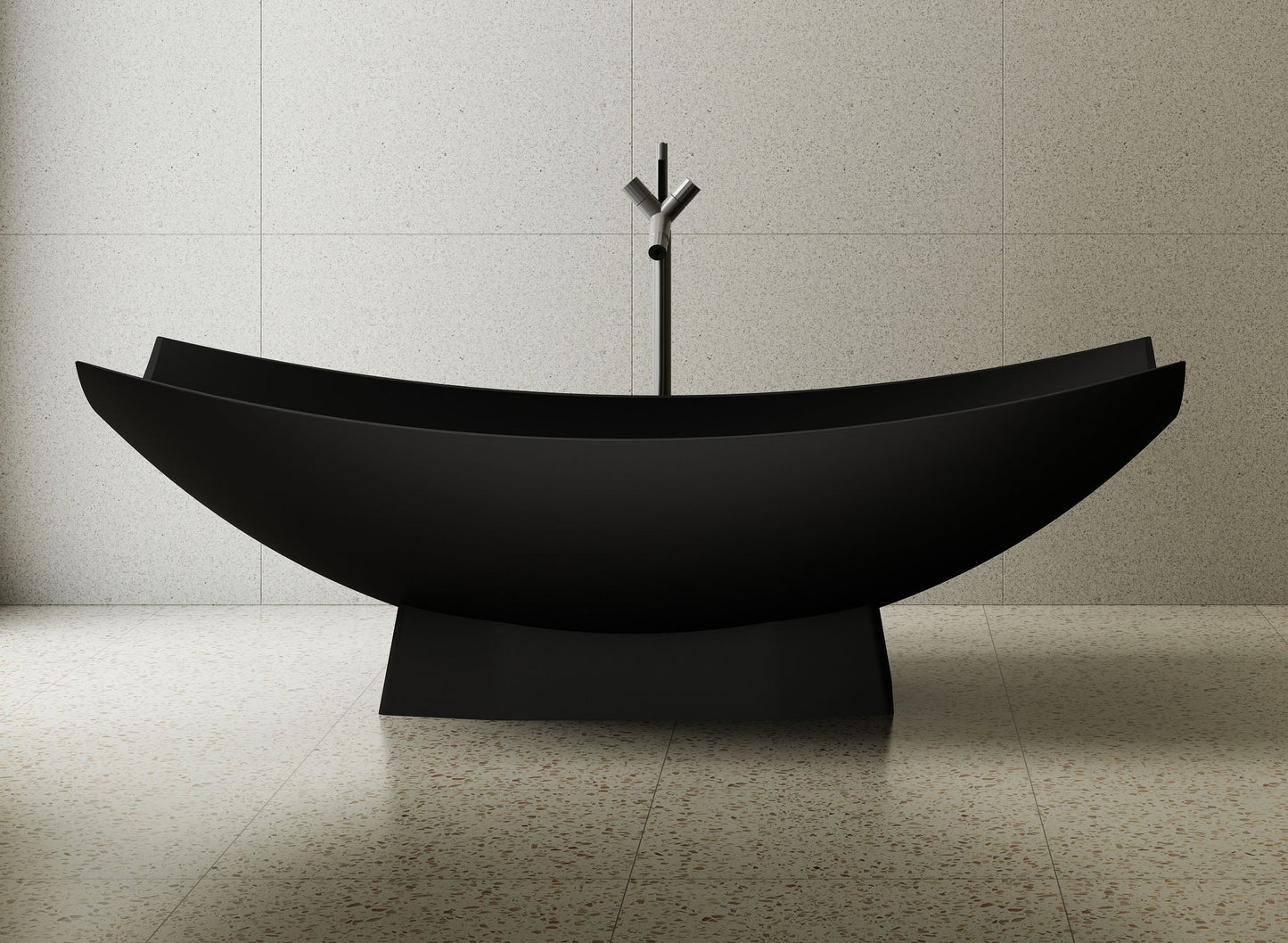 ALFI brand  AB9992BM Black Matte 71" Solid Surface Resin Free Standing Hammock Style Bathtub