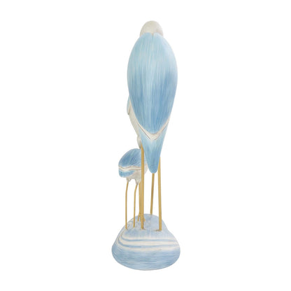 Light Blue Polystone Bird Family Decorative Sculpture
