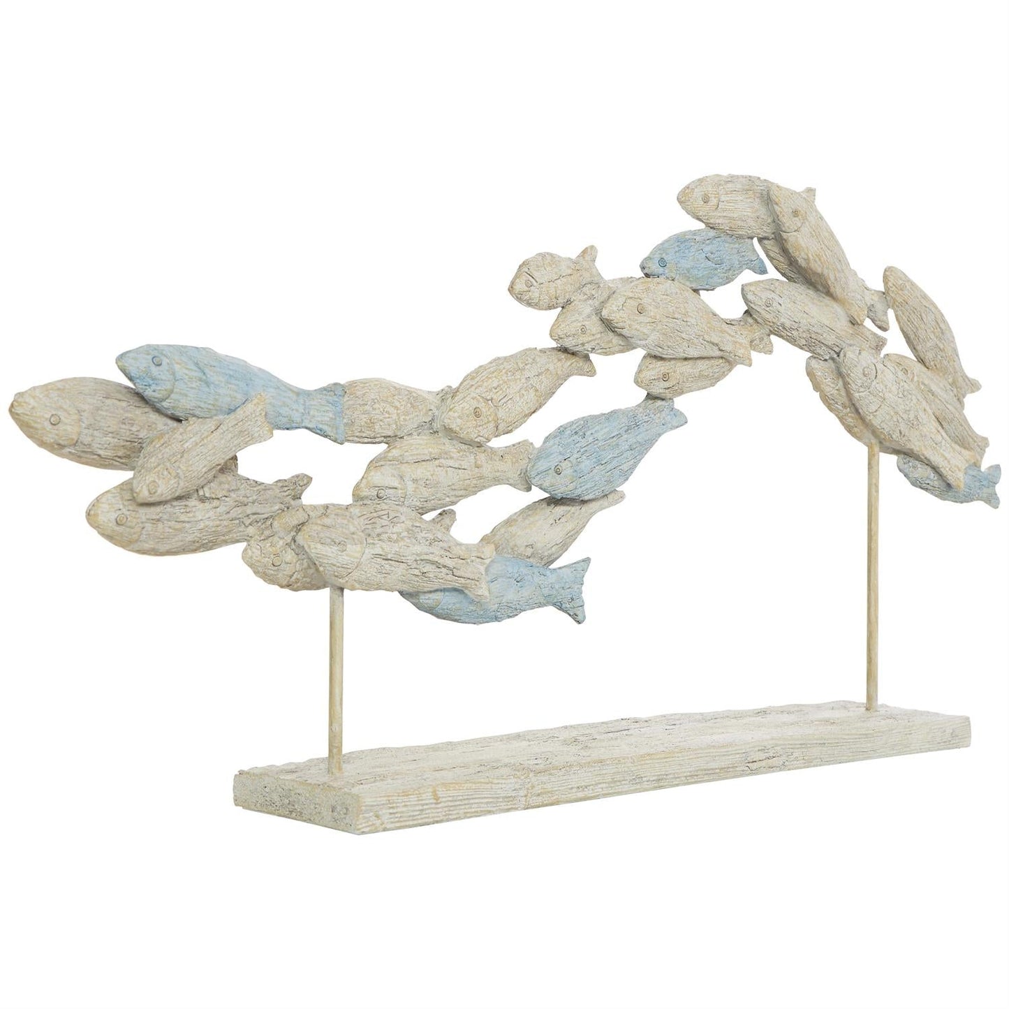 Light Blue Polystone Fish Textured Ombre Swimming Decorative Sculpture with Stand