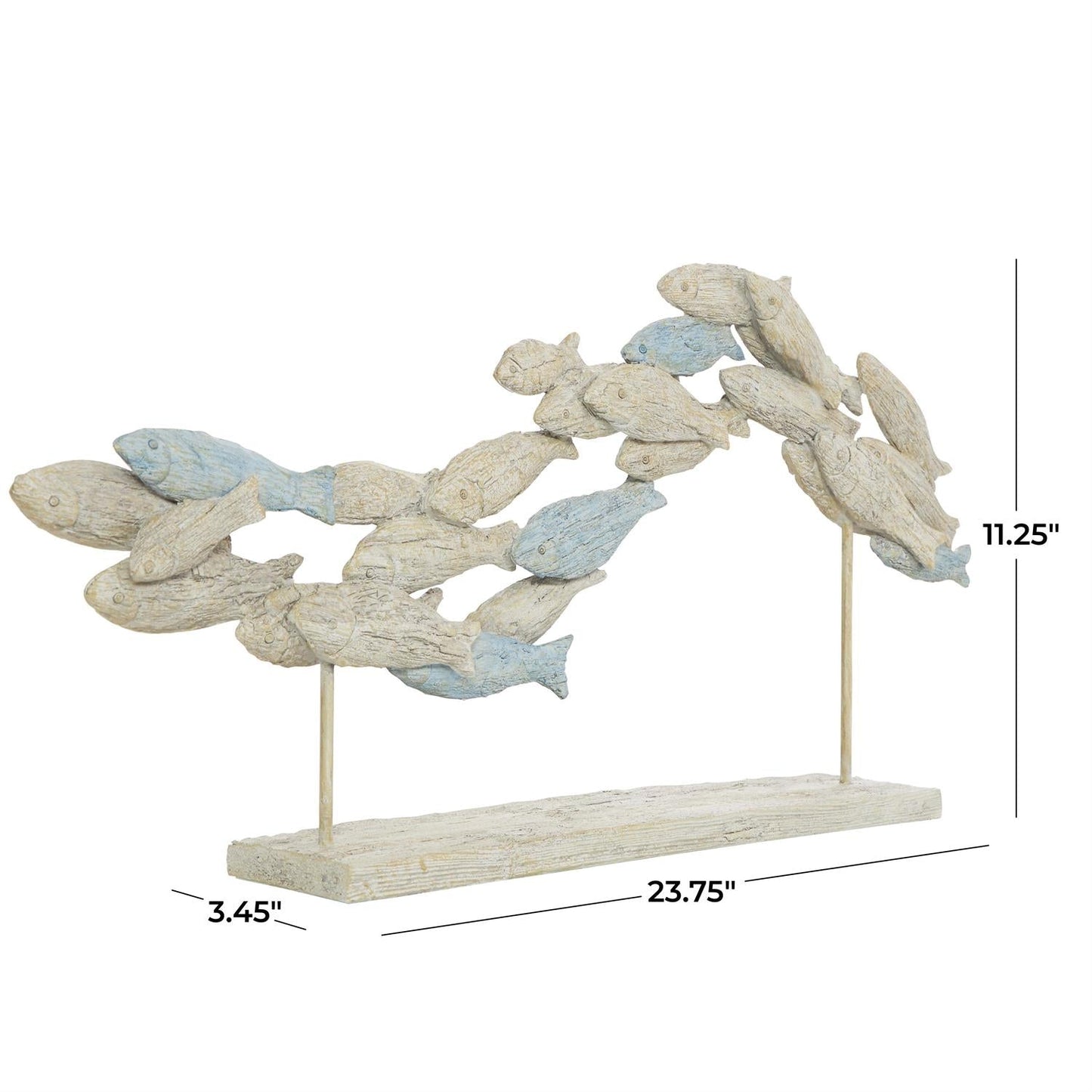 Light Blue Polystone Fish Textured Ombre Swimming Decorative Sculpture with Stand