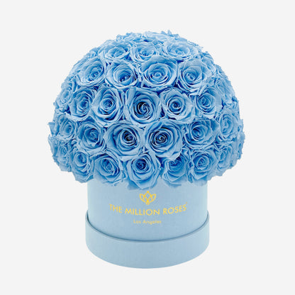 Classic Light Blue Suede Superdome Box | Light Blue Roses