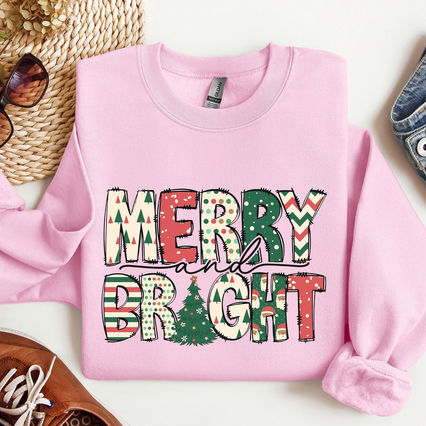 Merry And Bright, Trend, Gorgeous Christmas Sweatshirt