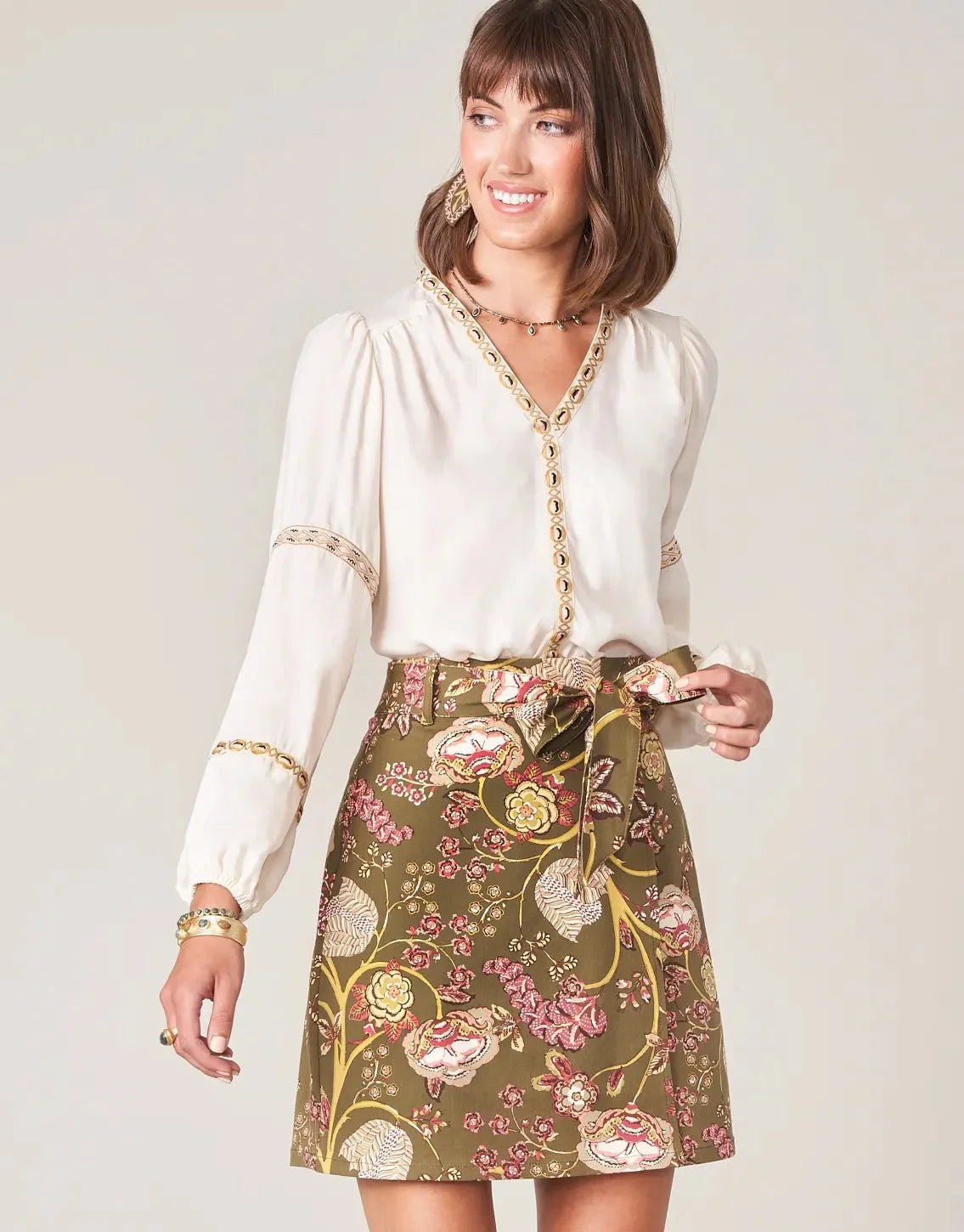 Linden Stretch Skirt - Jones Hundred Olive