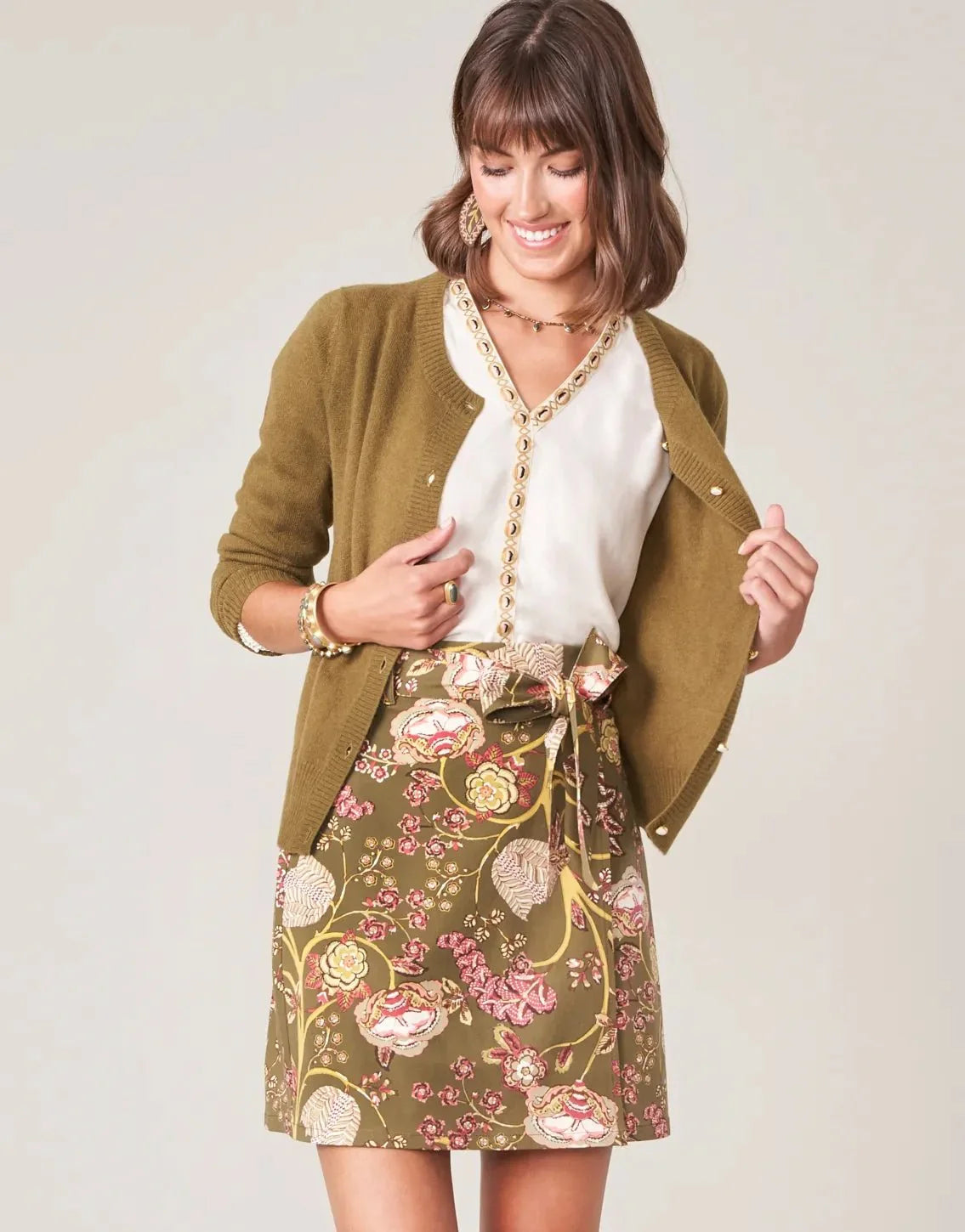 Linden Stretch Skirt - Jones Hundred Olive